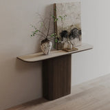 Scratch Resistant Rectangular Brown Wood Console Table Image - 3