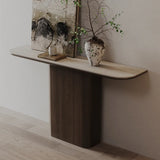 Scratch Resistant Rectangular Brown Wood Console Table Image - 4