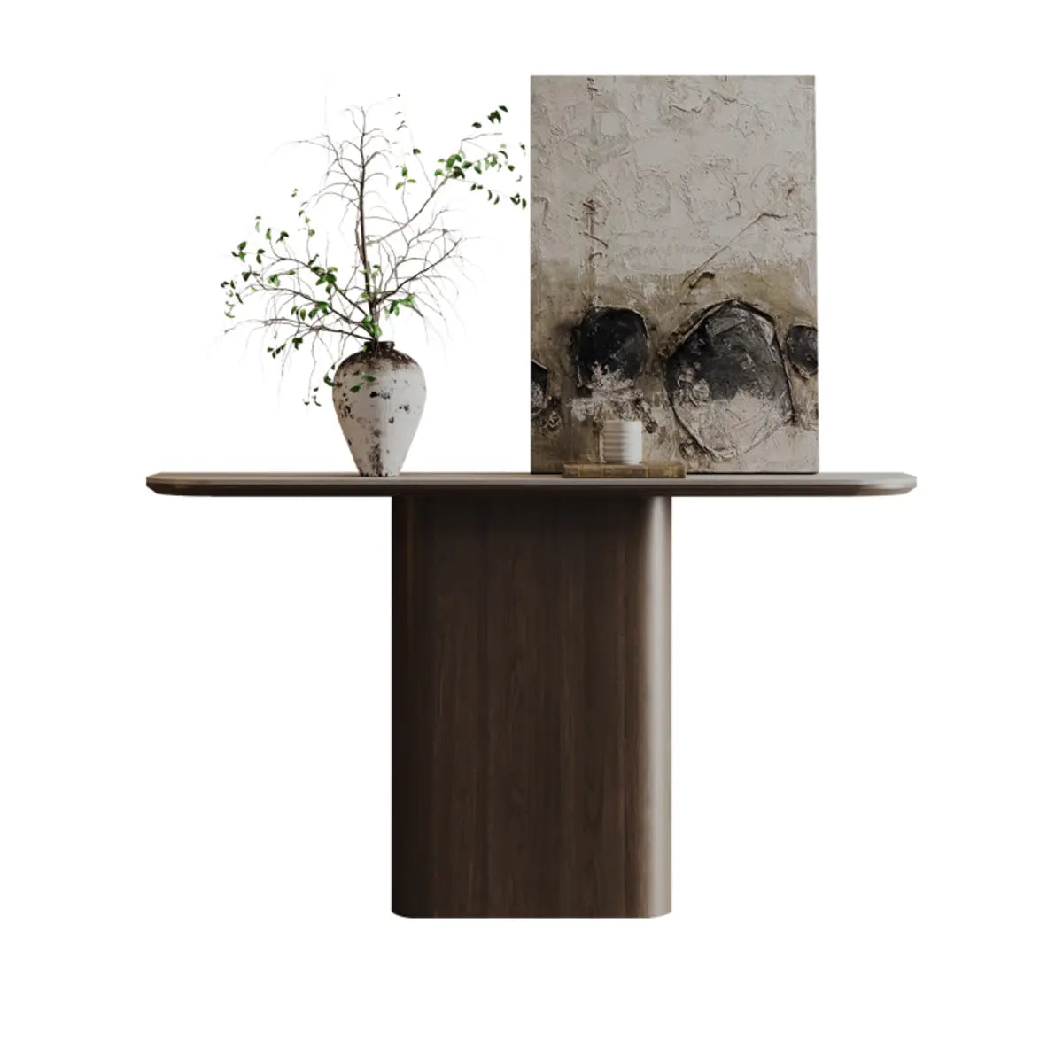 Scratch Resistant Rectangular Brown Wood Console Table Image - 5