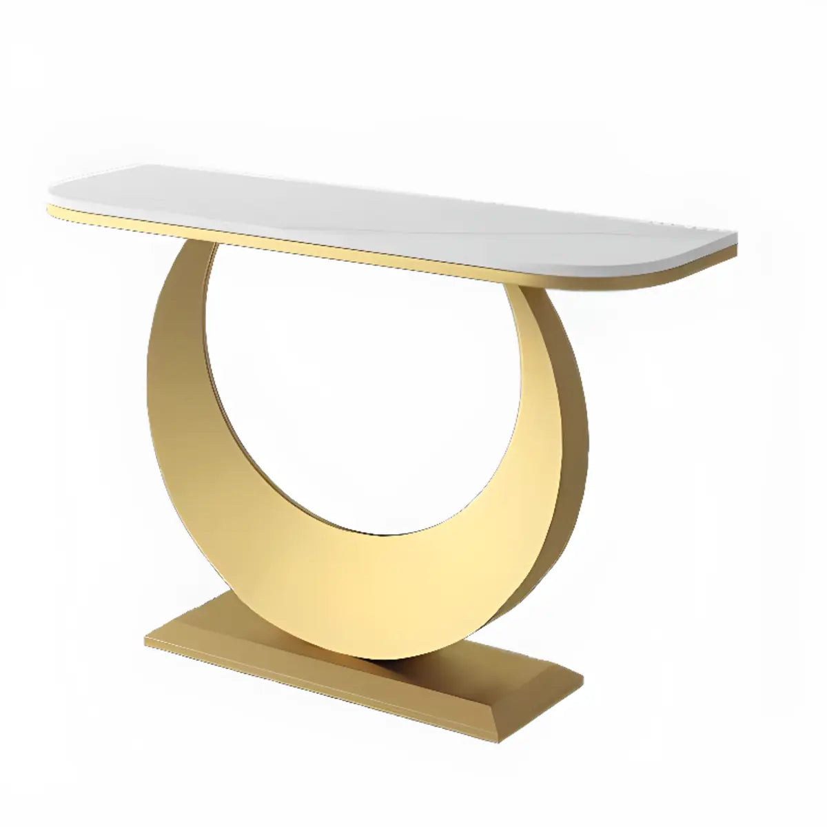 Scratch Resistant Rectangular Stone Gold Console Table Image - 10