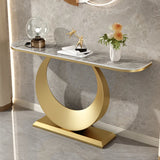 Scratch Resistant Rectangular Stone Gold Console Table Image - 16