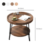 Scratch Resistant Walnut Round Coffee Table with Shelf #size