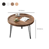 Scratch Resistant Walnut Round Coffee Table with Shelf Image - 37