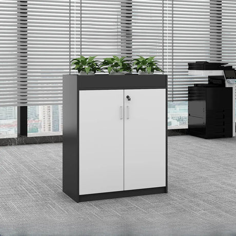 Scratch Resistant Wood Black Lockable Office Cabinet Image - 2