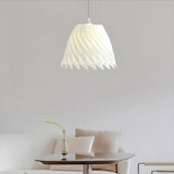 Sculptural Dining Room White Resin Swirl Pendant Light Image - 1