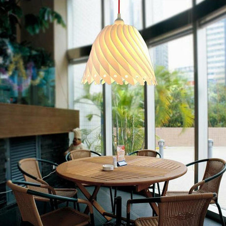 Sculptural Dining Room White Resin Swirl Pendant Light Image - 2