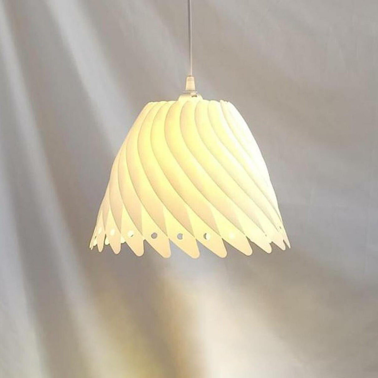 Sculptural Dining Room White Resin Swirl Pendant Light Image - 6