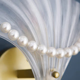 Seashell Pearl Accents and Gold Metal Wall Sconce Image - 10