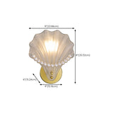 Seashell Pearl Accents and Gold Metal Wall Sconce #size