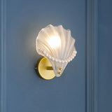 Seashell Pearl Accents and Gold Metal Wall Sconce Image - 4