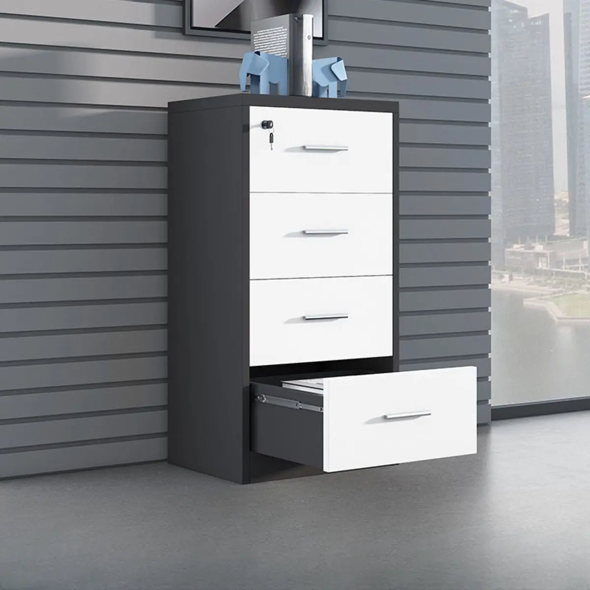 Secure Horizontal Wide Office Storage Cabinet with Drawers Image - 16