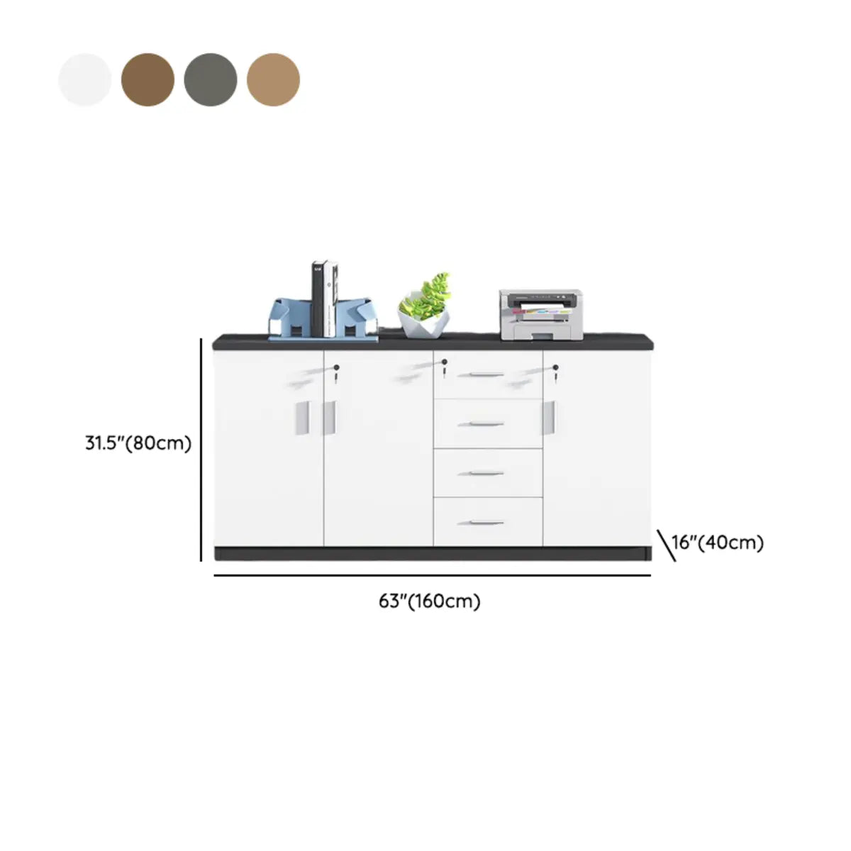 Secure Horizontal Wide Office Storage Cabinet with Drawers Image - 26