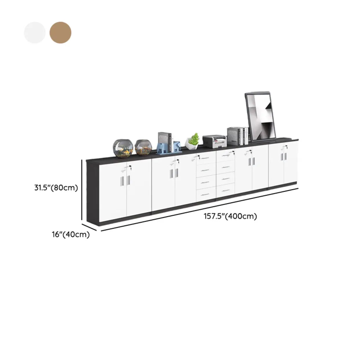 Secure Horizontal Wide Office Storage Cabinet with Drawers Image - 28