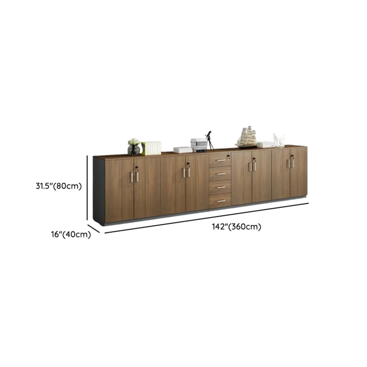 Secure Horizontal Wide Office Storage Cabinet with Drawers Image - 30