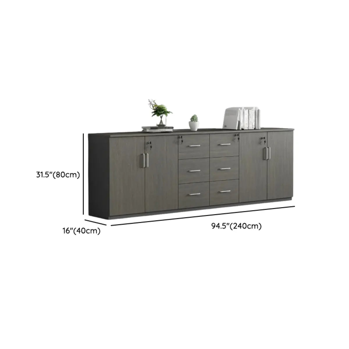 Secure Horizontal Wide Office Storage Cabinet with Drawers Image - 31