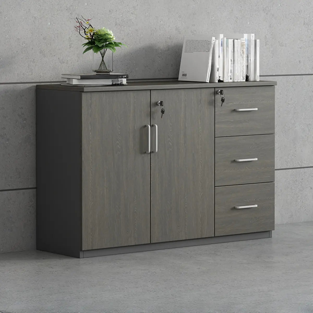 Secure Horizontal Wide Office Storage Cabinet with Drawers Image - 6