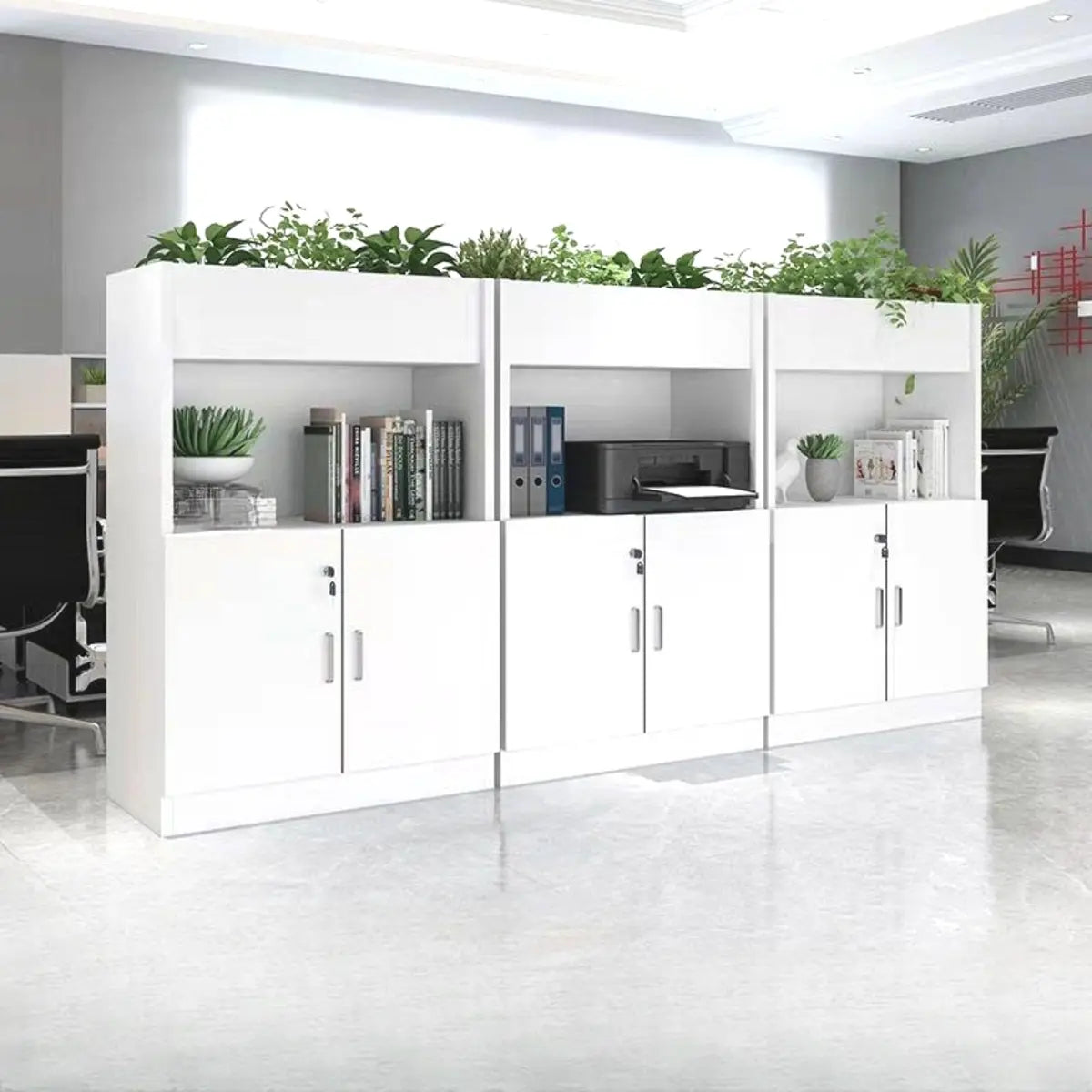 Secure Modern Lockable Door Wood Office Storage Cabinet Image - 6