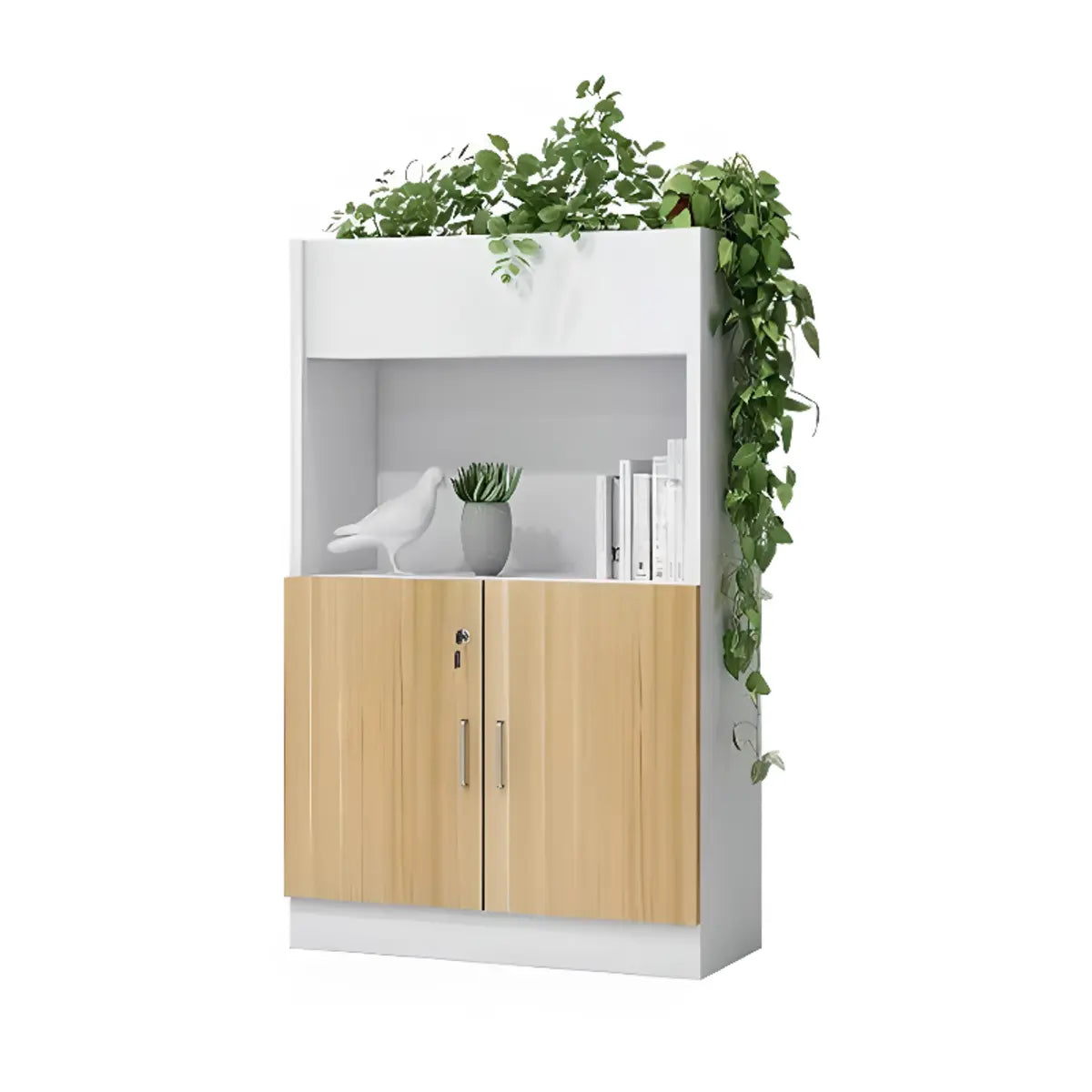 Secure Modern Lockable Door Wood Office Storage Cabinet Image - 9