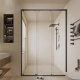 Semi-Frameless Sliding Clear Glass Handle Shower Door Image - 4