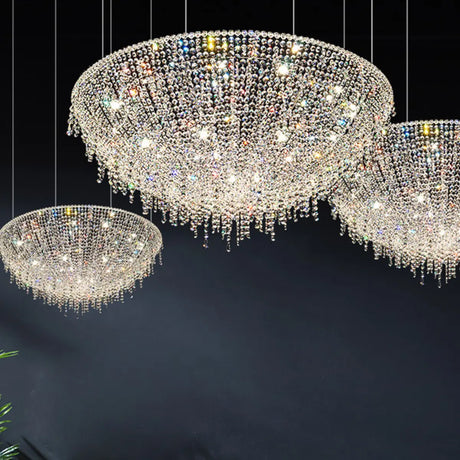 Semicircle Crystal Tassel Clear Living Room Chandelier Image - 1