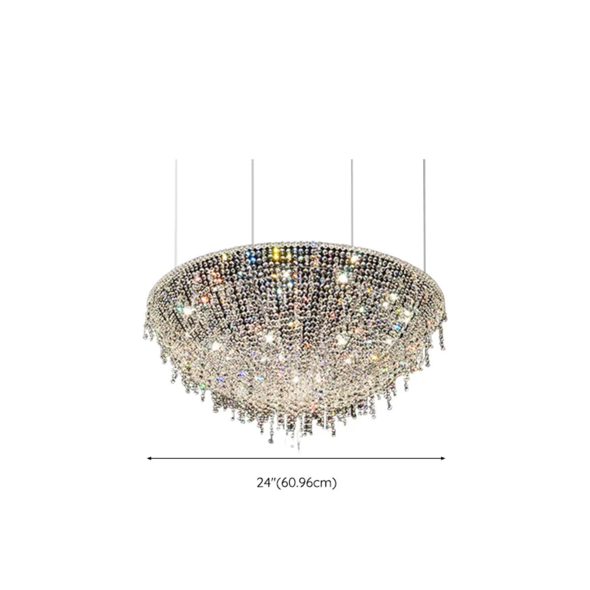 Semicircle Crystal Tassel Clear Living Room Chandelier Image - 11