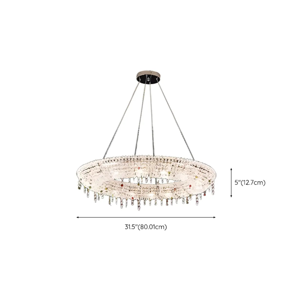 Semicircle Crystal Tassel Clear Living Room Chandelier Image - 13