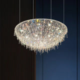 Semicircle Crystal Tassel Clear Living Room Chandelier Image - 3