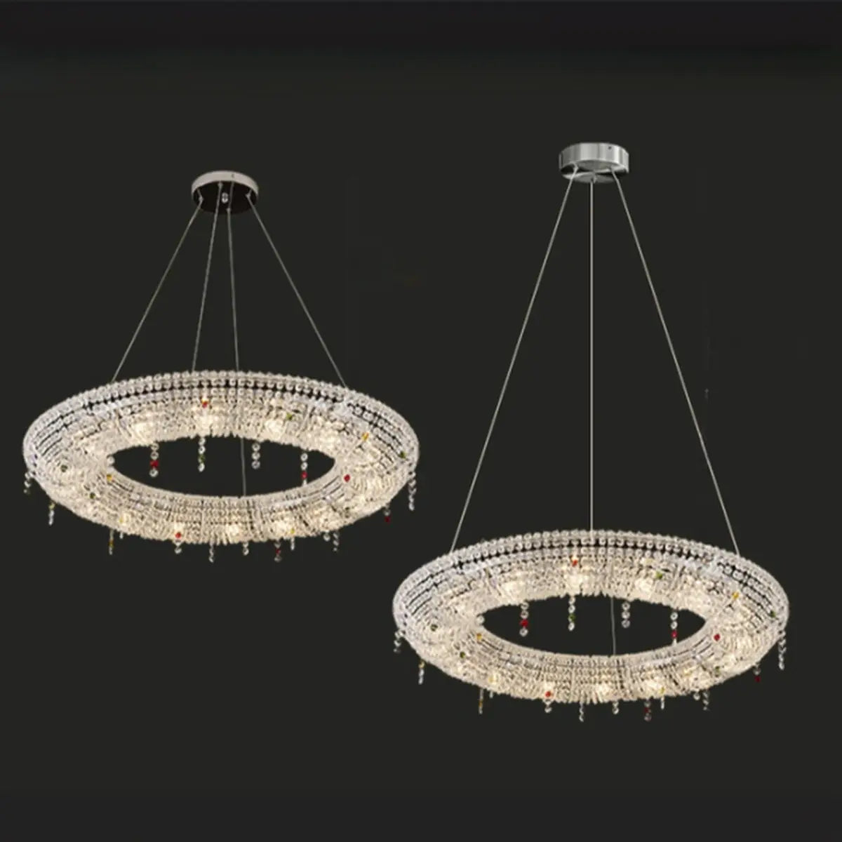 Semicircle Crystal Tassel Clear Living Room Chandelier Image - 6