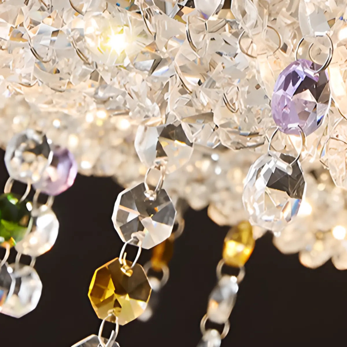 Semicircle Crystal Tassel Clear Living Room Chandelier Image - 9