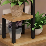 Semicircular Wood Multi-Layer Display Plant Stand Image - 4