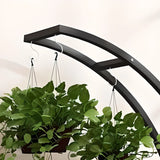 Semicircular Wood Multi-Layer Display Plant Stand Image - 6