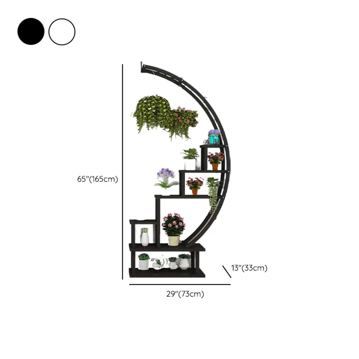 Semicircular Wood Multi-Layer Display Plant Stand Image - 8