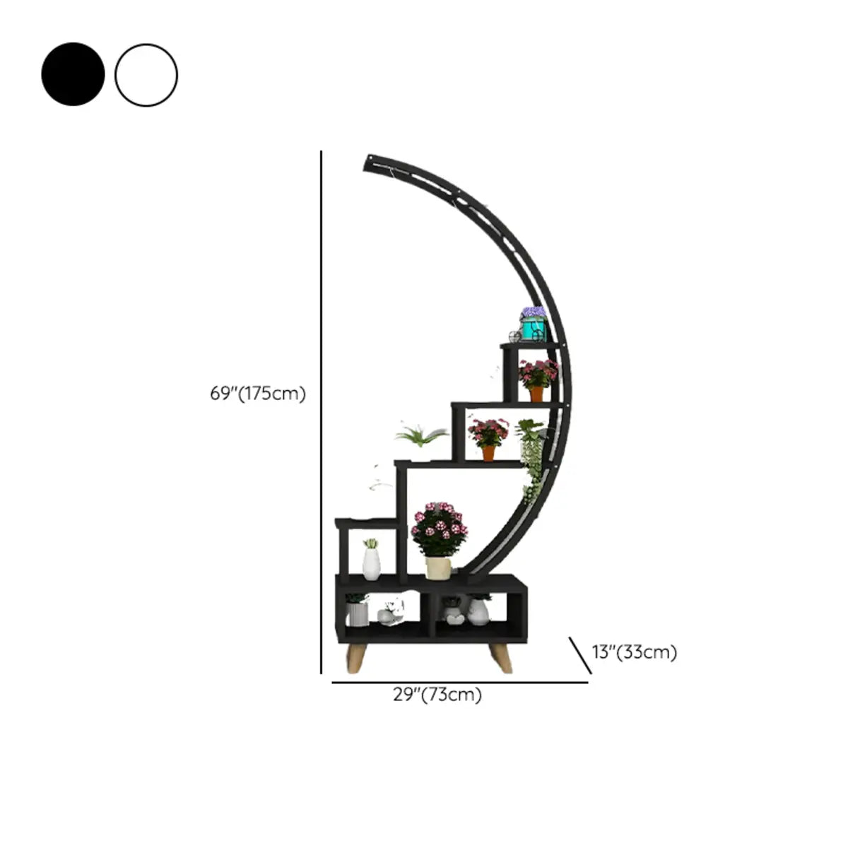 Semicircular Wood Multi-Layer Display Plant Stand Image - 9