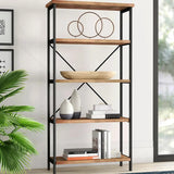 Sepia Casual 5 Shelves Open Alloy Display Bookcase Image - 1