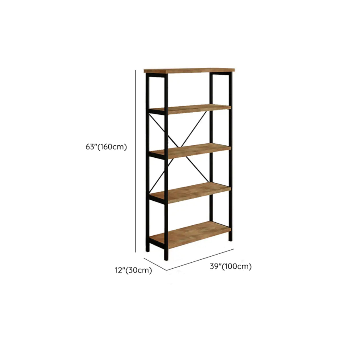 Sepia Casual 5 Shelves Open Alloy Display Bookcase Image - 10