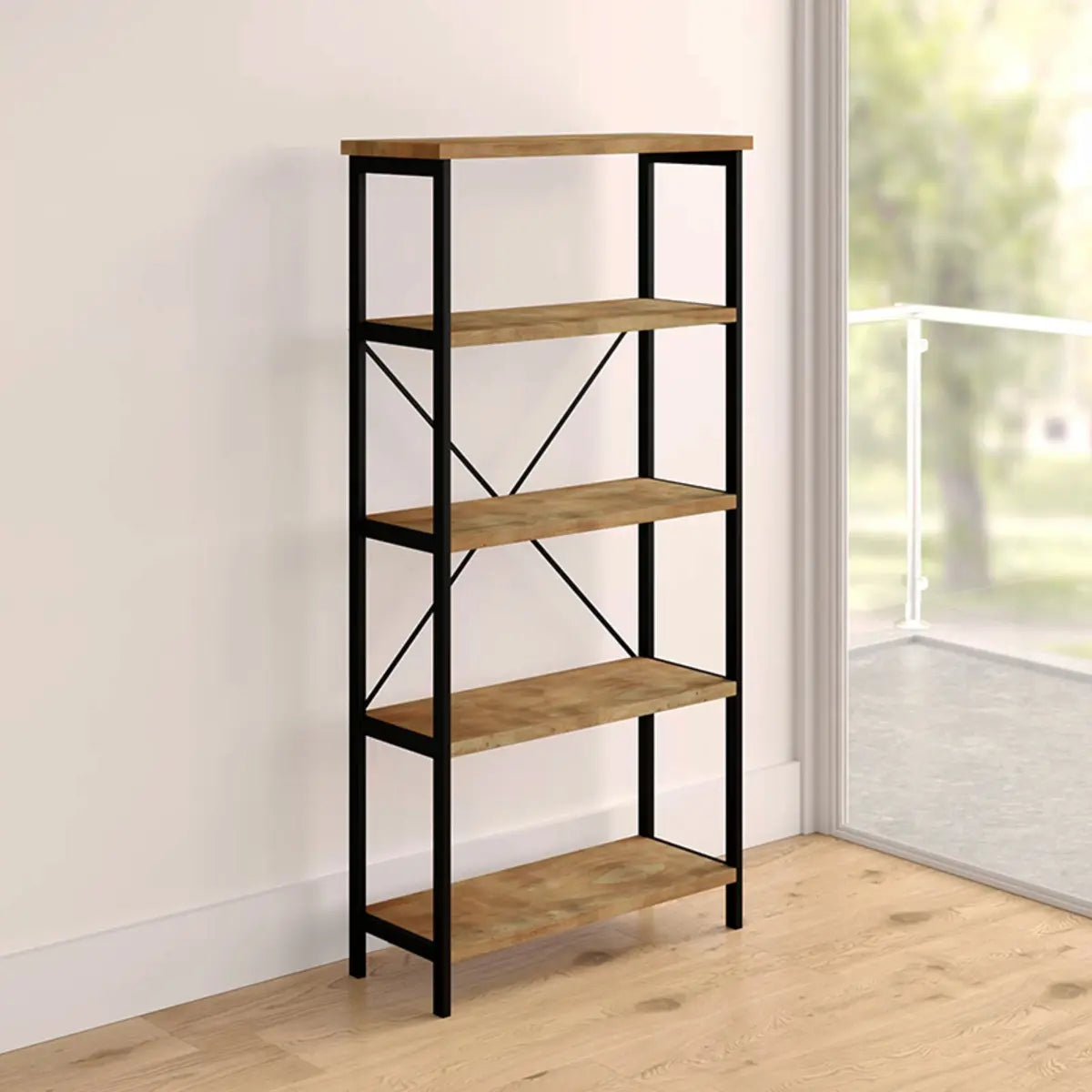 Sepia Casual 5 Shelves Open Alloy Display Bookcase Image - 3