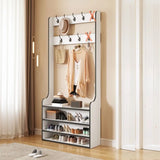 Shoe Storage Freestanding Wood Tall Coat Rack Organizer Image - 19