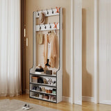 Shoe Storage Freestanding Wood Tall Coat Rack Organizer Image - 24