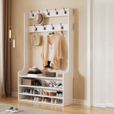 Shoe Storage Freestanding Wood Tall Coat Rack Organizer Image - 3