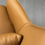 Short Orange Genuine Leather 4-Star Base Arm Chair Image - 10