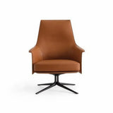 Short Orange Genuine Leather 4-Star Base Arm Chair Image - 11