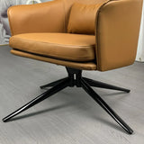 Short Orange Genuine Leather 4-Star Base Arm Chair Image - 12