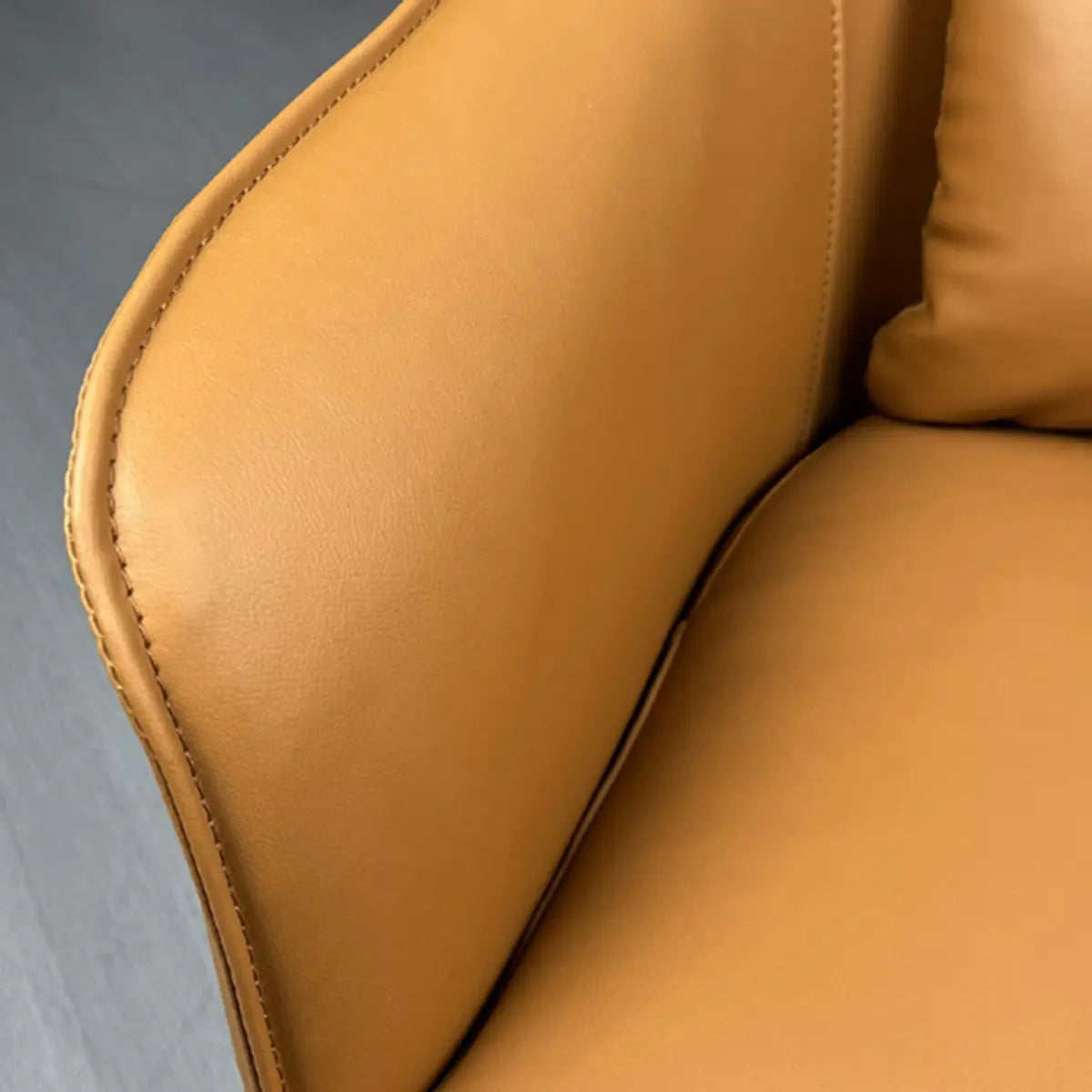 Short Orange Genuine Leather 4-Star Base Arm Chair Image - 13