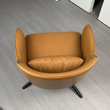 Short Orange Genuine Leather 4-Star Base Arm Chair Image - 6