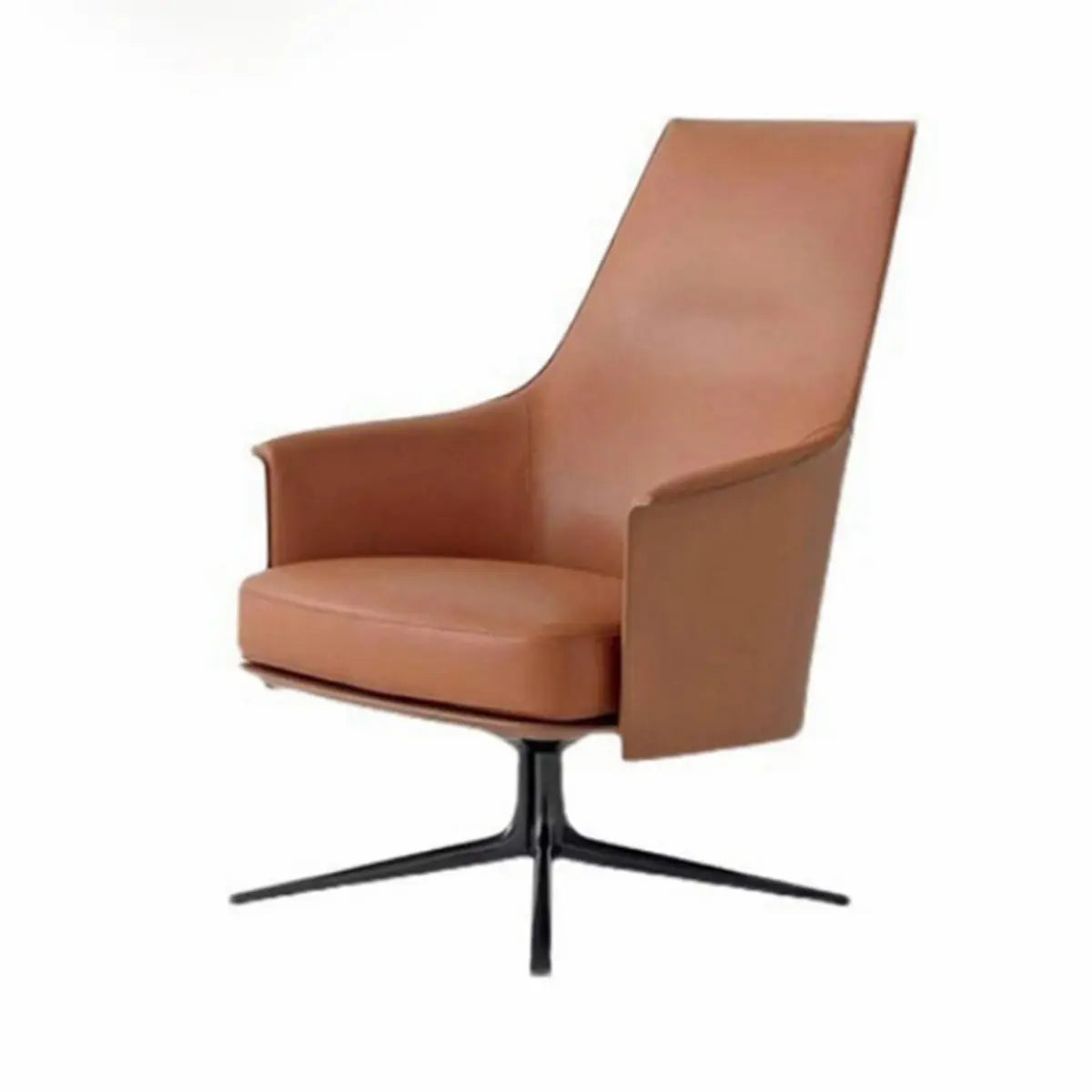 Short Orange Genuine Leather 4-Star Base Arm Chair Image - 8