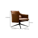 Short Swivel Brown Leather 4-Star Base Arm Chair #size