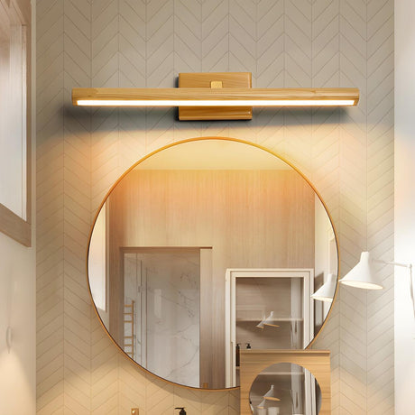 Shower Room Simple Nordic Wooden Cylinder Vanity Light Image - 1