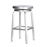 Silver Aluminum Round Backless Counter Bar Stools Image - 10