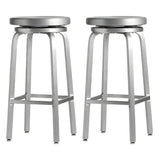 Silver Aluminum Round Backless Counter Bar Stools Image - 14