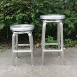 Silver Aluminum Round Backless Counter Bar Stools Image - 17